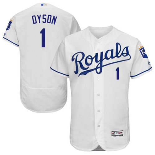 Royals #1 Jarrod Dyson White Flexbase Authentic Collection Stitched MLB Jersey - Click Image to Close